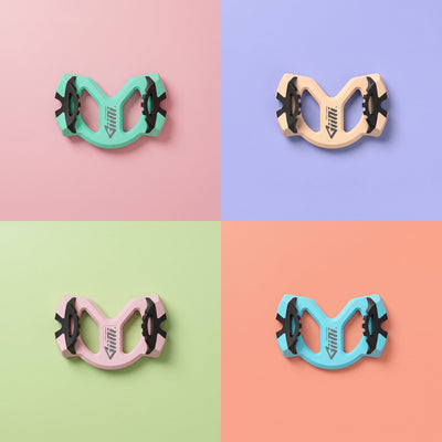 Giini Pyro Sorbet collection: Alpine Mint, Peach Dreamsicle, Powder Pink and Glacier Blue on color-field backgrounds