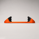 Giini Pyro Blaze Orange mechanical stomp pad, studio rear view showing the black bumpers