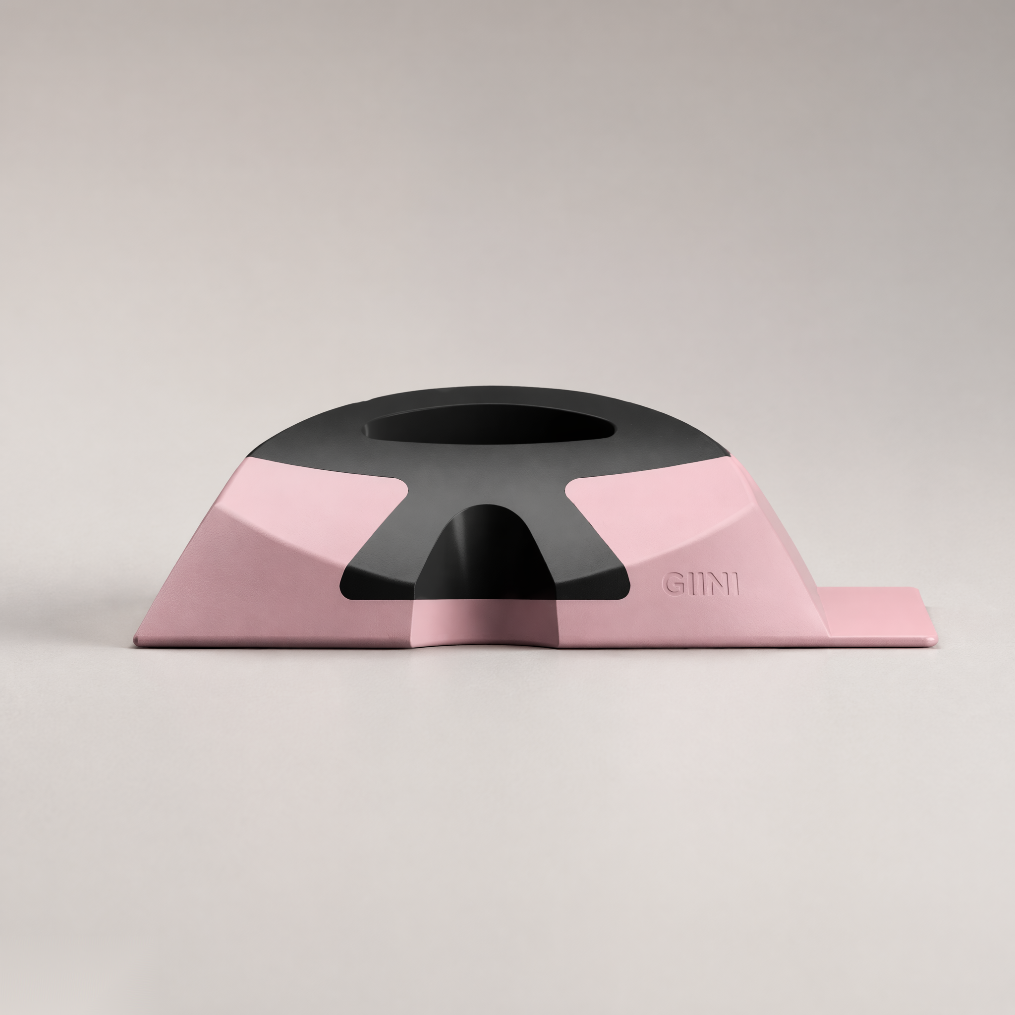 Giini Pyro Powder Pink pastel pink mechanical stomp pad, studio side profile view